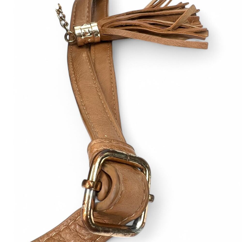MMS Design Co. Supple Tan Leather Gold Tone Hardware Crossbody Shoulder Bag - Picture 7 of 9